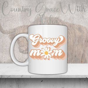 Groovy Mama White 11oz Ceramic Coffee Mug Cup